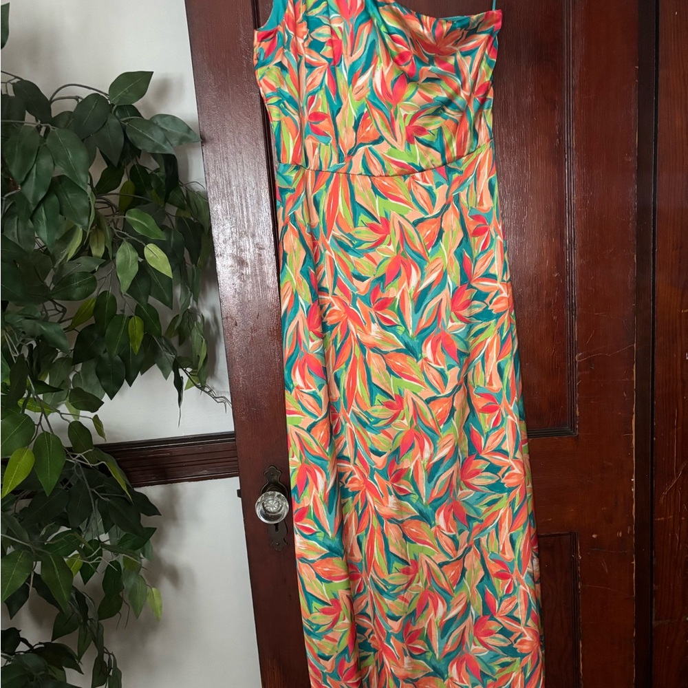Nicole Miller Tropical Leaf Print Dress